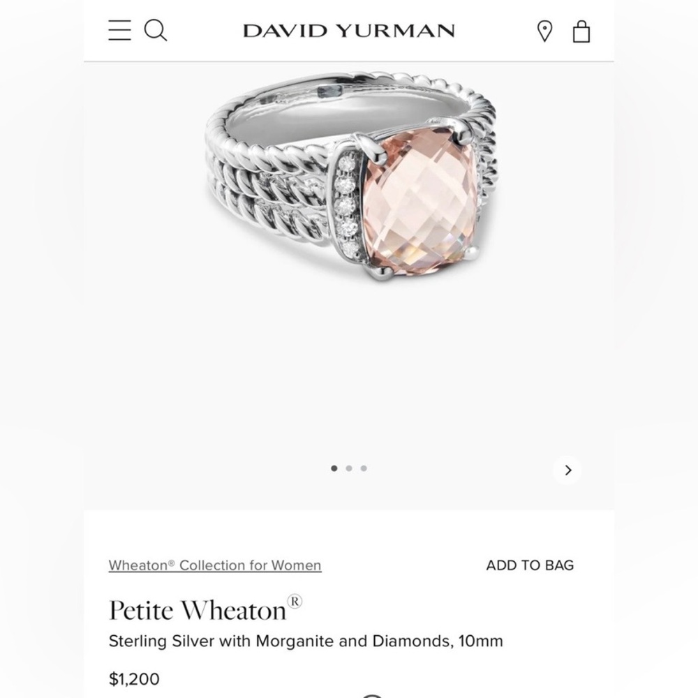 David Yurman Petite Wheaton Ring, Morganite with Diamonds - Picture 2 of 11